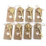 80Pcs Skeleton Key Bottle Opener Wedding Party Favor Souvenir Gift With Escort Tag And Jute Rope(Gold Tone,8 Styles)