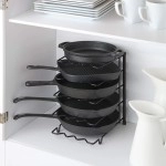 Sunnypoint Metal Heavy Duty Kitchen Countertop Cabinet Pantry Pan, Pot Lid, And Pot Organizer Rack Holder, 9.13 X 10.43 X 13.78 Inch, Black