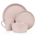 Stone Lain Albie 16-Piece Dinnerware Set Stoneware, Pink