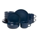 10 Strawberry Street Wazee Matte Coupe Dinnerware Set, 16 Pc, Midnight Blue