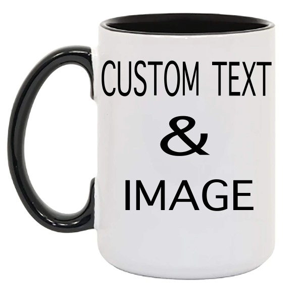 Customized 15Oz Ceramic Coffee Mugs With Personalized Text And Photo Image Upload Novelty , Personalize With Different Design And Images, Custom Gift (Black)