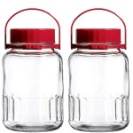 1 Gallon Glass Jar With Lid Wide Mouth Airtight Plastic Pour Spout Lids Bulk-Dry Food Storage Pickling Mason Jar Canister Raw Milk Bottle Jug Fermenting Sun Tea Kombucha Kefir Water Storing Canning