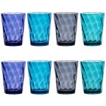 Us Acrylic Optix Plastic Reusable Drinking Glasses (Set Of 8) 14Oz Rocks Cups In Coastal Colors Bpa-Free Tumblers, Made In Usa Top-Rack Dishwasher Safe