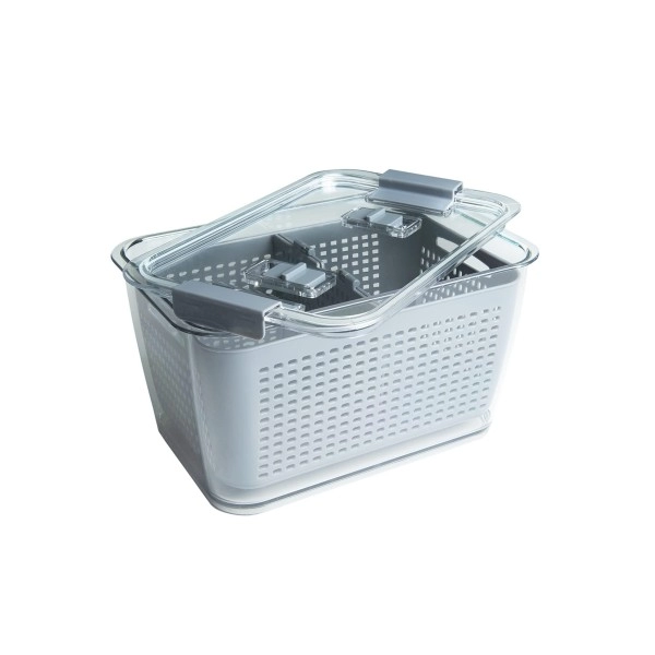 Kitchen Spaces Colander Stackable Food Storage Bin, Large, Gray