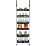 Smart Design Over-The-Door Organizer For Storage - Perfect For Pantry Organization, Bedroom, Bathroom Storage, Playroom, Or Kitchen - Adjustable Steel Frame With 6 Baskets & Wall Mount - Black