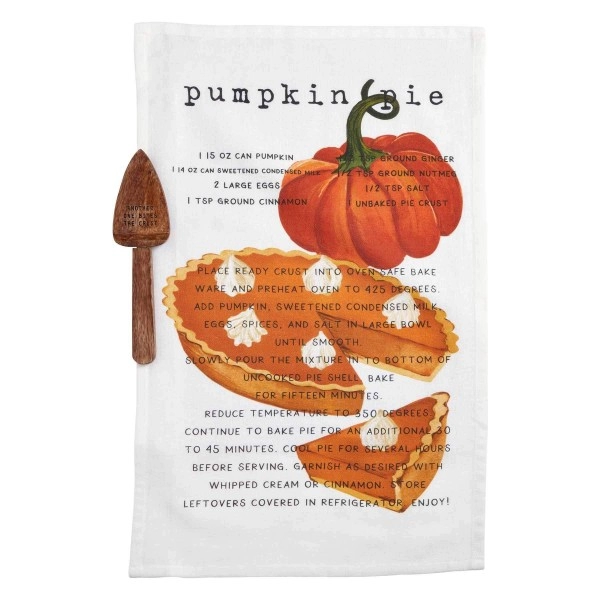 Mud Pie Pumpkin Pie Recipe Towel Set, Server 10