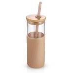 Tronco 24 Oz Glass Tumbler With Straw And Lid - Glass Cup With Lid And Straw, Smoothie Cup, Iced Coffee Cup - Bamboo Lid And Protective Silicone Sleeve - Bpa-Free