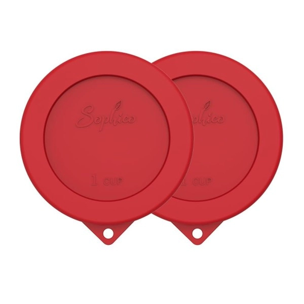 Sophico 1 Cup Round Silicone Storage Cover Lids Replacement For Anchor Hocking And Pyrex 7202-Pc Glass Bowls (Container Not Included) (Red - 2 Pack)