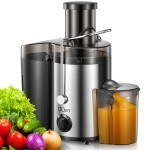 Qcen Juicer Machine, 500W Centrifugal Juicer Extractor With Wide Mouth 3 Feed Chute For Fruit Vegetable, Easy To Clean, Stainless Steel, Bpa-Free (Black)