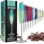 Zulay Powerful Milk Frother Handheld Foam Maker For Lattes - Whisk Drink Mixer For Coffee, Mini Foamer For Cappuccino, Frappe, Matcha, Hot Chocolate By Milk Boss (Ocean Spray)