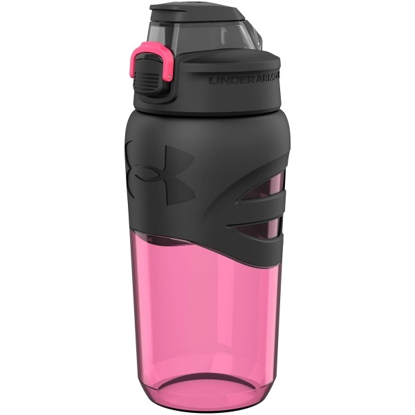 Under Armour 18Oz Grip Water Bottle, Pro Lid Cover, Silicone Body Grip, Shatter Proof, Stain & Odor Resistant, All Sports, Baseball, Basketball, Football, Cerise