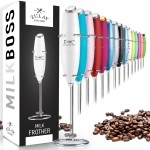 Zulay Powerful Milk Frother Handheld Foam Maker For Lattes - Whisk Drink Mixer For Coffee, Mini Foamer For Cappuccino, Frappe, Matcha, Hot Chocolate By Milk Boss (Emc2 - White)