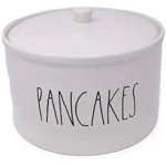 Rae Dunn By Magenta Pancakes White Glossy Ceramic Ll Pancake Flapjack Warmer Holder With Lid