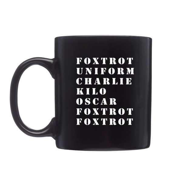 Rogue River Tactical Funny Novelty Coffee Mug - Military Alphabet Foxtrot Off Black Cup, Great Gift Idea For Military Veteran, 11 Oz, Black