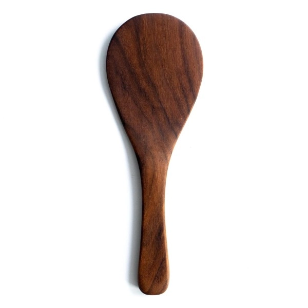 Lancaster Cast Iron Walnut Rice Paddle - Japanese Shamoji, Traditional Wooden Design - Handmade In The Usa