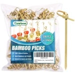 200Pcs Bamboo Cocktail Picks 4.7 Inch, Handmade Sticks Cocktail Skewers, Cocktail Picks Fruit Toothpick For Appetizers, Fancy Toothpicks For Events And Parties