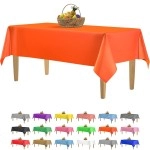 14 Pack Premium Orange Plastic Tablecloth - 54 X 108 In. Disposable Rectangle Plastic Table Cloth - Decorative Rectangle Table Cover Smooth Tablecloth - Disposable Table Cloths For Parties, Weddings