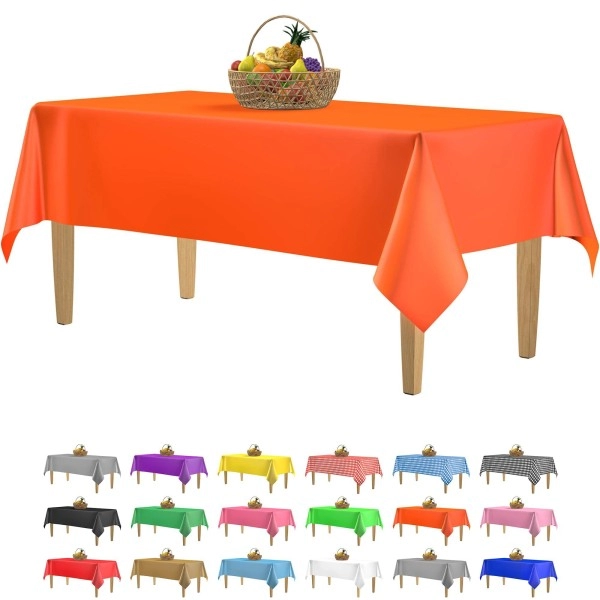 14 Pack Premium Orange Plastic Tablecloth - 54 X 108 In. Disposable Rectangle Plastic Table Cloth - Decorative Rectangle Table Cover Smooth Tablecloth - Disposable Table Cloths For Parties, Weddings