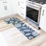 Maples Rugs Kitchen Rug Sets - Reggie 2-Piece Non Slip Machine Washable Mats [Made In Usa] Floral Throw And Runner Floor Carpet, 17