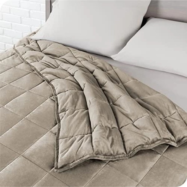 Bare Home Weighted Blanket Twin Or Full Size 10Lb (40 X 60) For Kids - Minky Fleece - Premium Heavy Blanket Nontoxic Glass Beads (Taupe, 40X60)