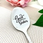 Bigevents Sister Good Morning Engraved Spoon Gift For Friend Sister, Her, Mom , Sturdy Stainless Steel Funny Inspirational Coffee Tea With Sayings, Silver, 7 Inches (A5)