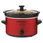 Elite Gourmet Mst-275Xr# Electric Oval Slow Cooker, Adjustable Temp, Entrees, Sauces, Stews & Dips, Dishwasher Safe Glass Lid & Crock (2 Quart, Metallic Red)