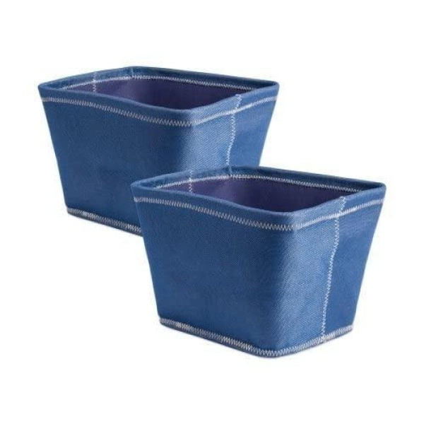 Dii Camz37619S 12 X 10 X 8 In. Poly Zig-Zag Stitch Variegated Trapezoid Storage Bin Blue - Set Of 2