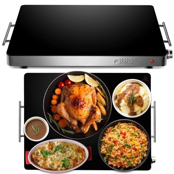 Magic Mill Extra Large Food Warmer For Parties Electric Server Warming Tray, Hot Plate, With Adjustable Temperature Control, For Buffets, Restaurants, House Parties, Party Events (21