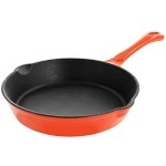 Megachef Enameled Round 8 Inch Preseasoned Cast Iron Frying Pan In Orange (Mcce-8)