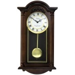 Bedford Clock Collection Noah 22 Inch Chestnut Wood Chiming Pendulum Wall Clock