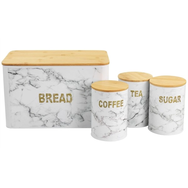 Megachef 4 Piece Iron Canister Set In Marble