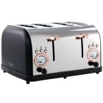 Megachef 4 Slice Wide Slot Toaster With Variable Browning In Black And Rose Gold